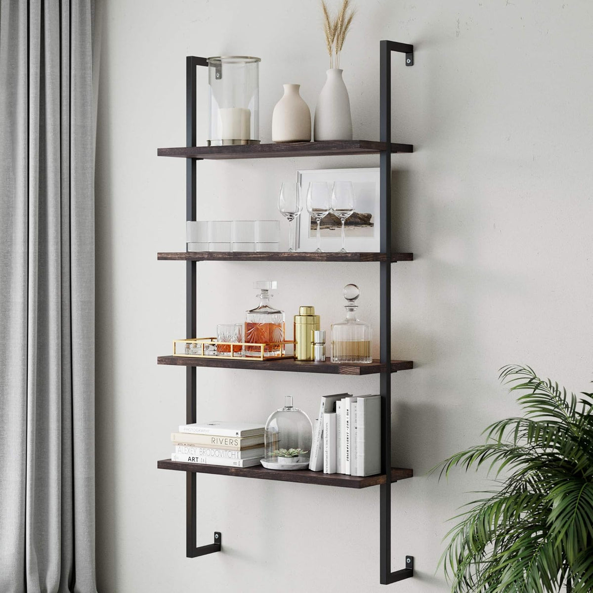5-Shelf Oak Wood Modern Bookcase B999