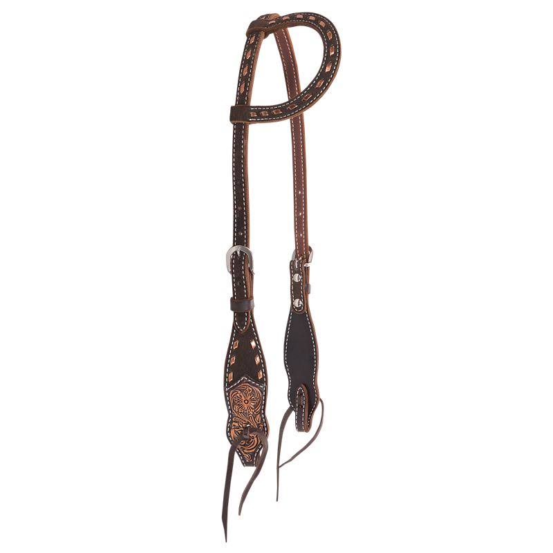 Choc Buckstitch OneEar Headstall D16916