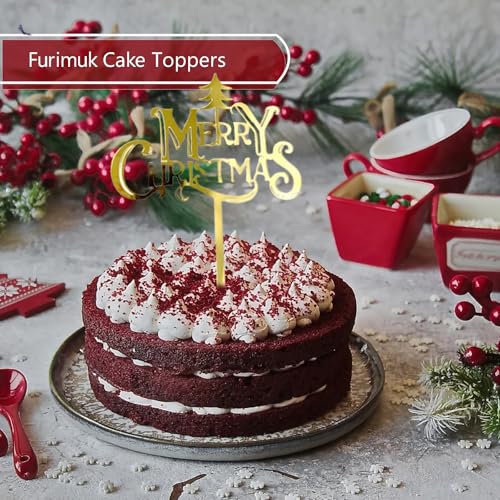 9 Pcs Gold Acrylic Christmas Cake Topper X22860