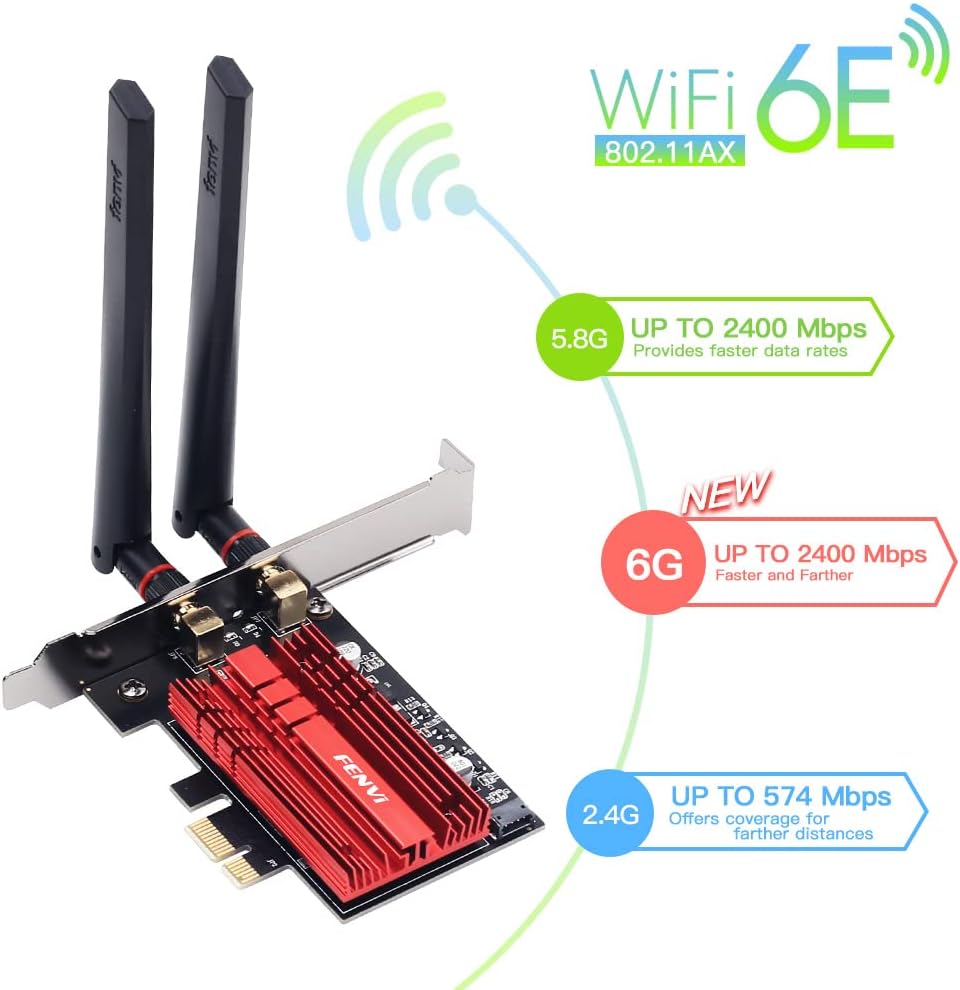 WiFi 6E AX210 PCI-E Wireless Network Adapter Tri-Band 5400Mbps Pack of 2 U5080