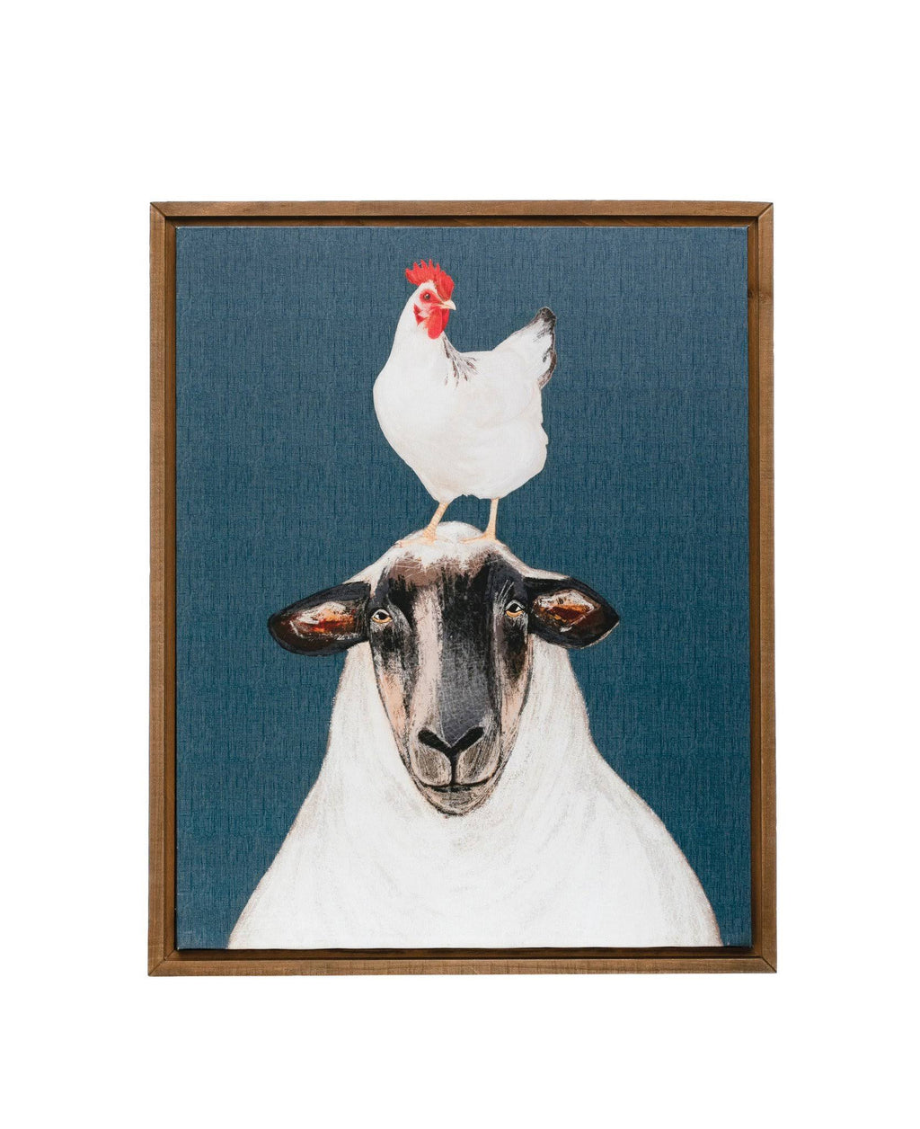 Wood Framed Canvas Wall Decor with Sheep & Chicken Y9808