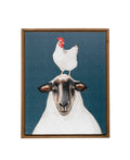Wood Framed Canvas Wall Decor with Sheep & Chicken Y9808