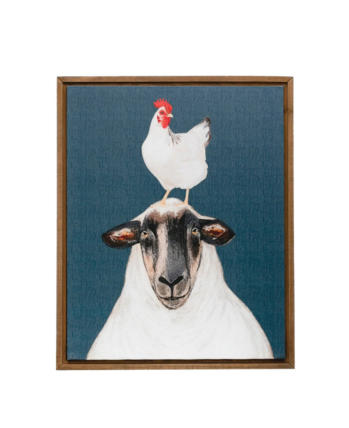 Wood Framed Canvas Wall Decor with Sheep & Chicken Y9808