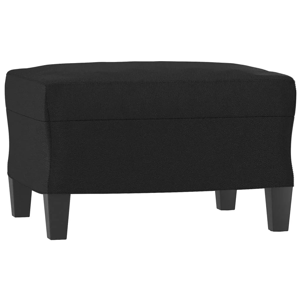 Black Faux Leather Sofa Chair with Footstool B305