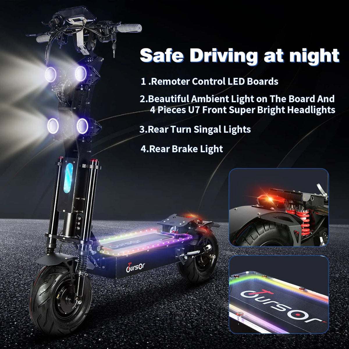 13" Electric Scooter with Seat, 10000W Dual Motor, 75 Miles Range I255