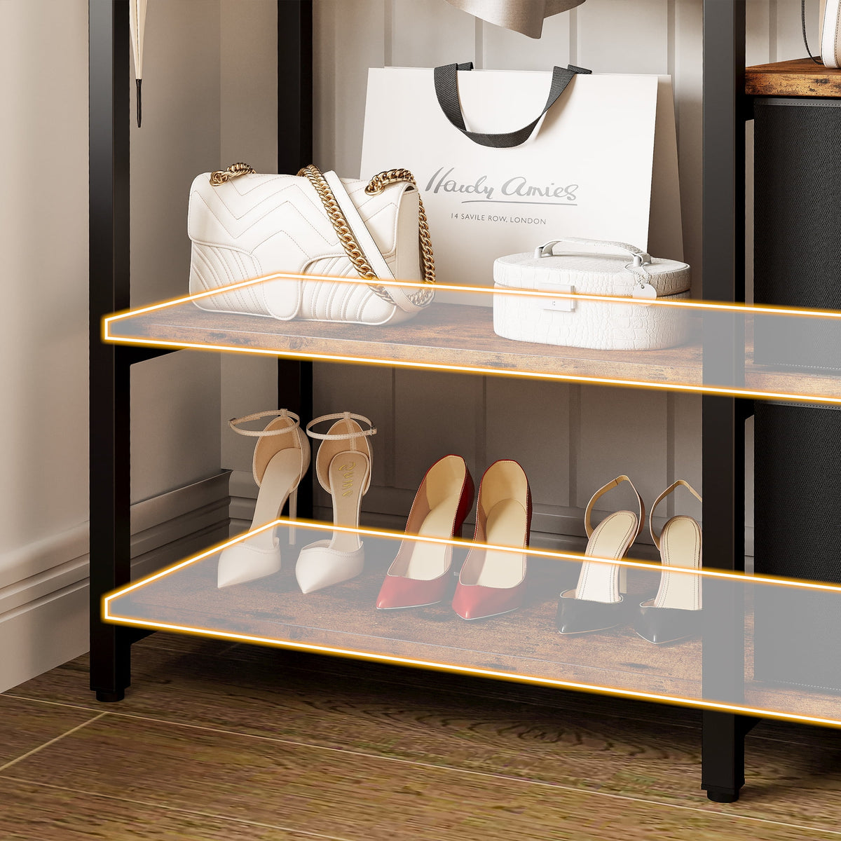 Garment Rack with Shelves 4 Drawers and 8 Hooks U557982