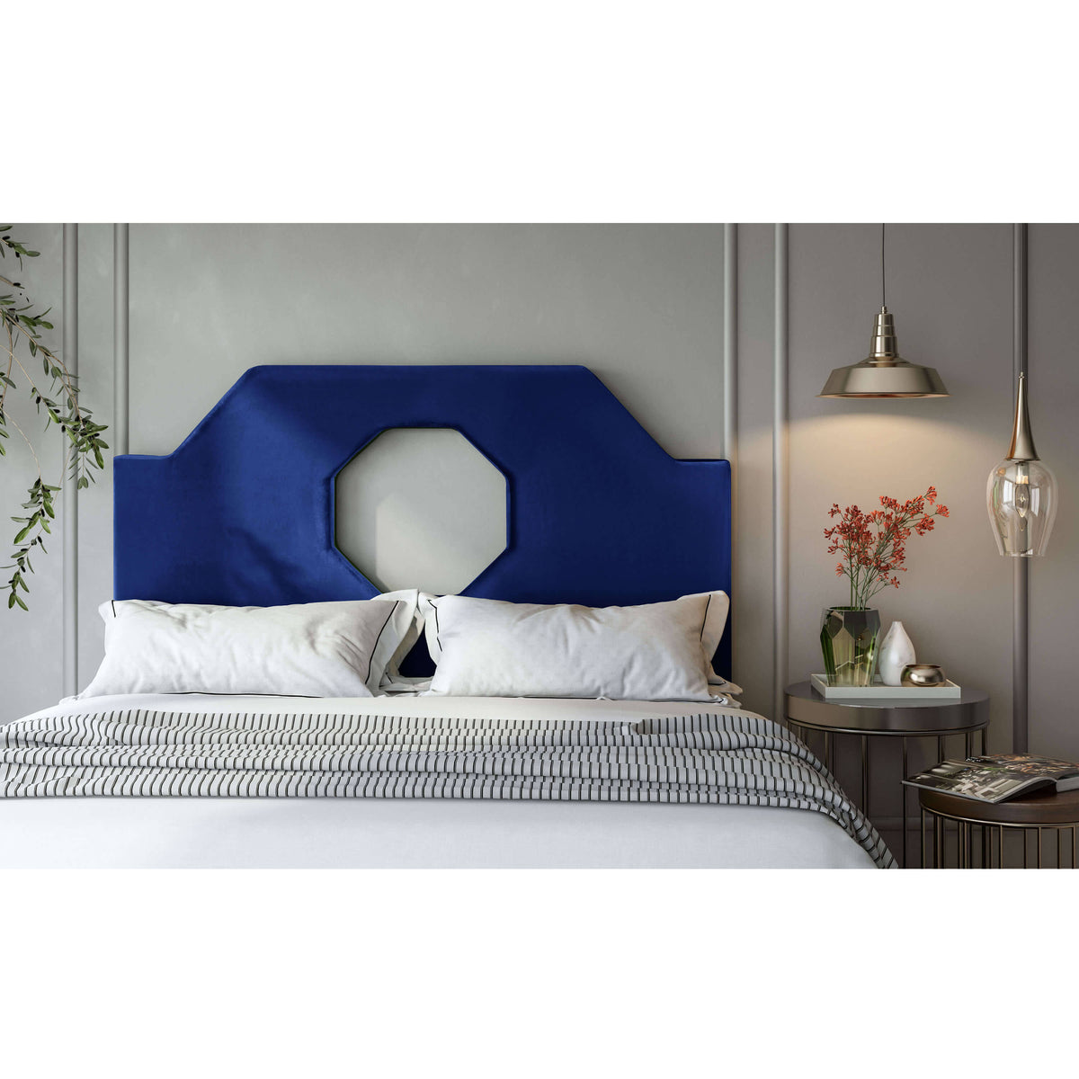 Navy Velvet King Headboard A839