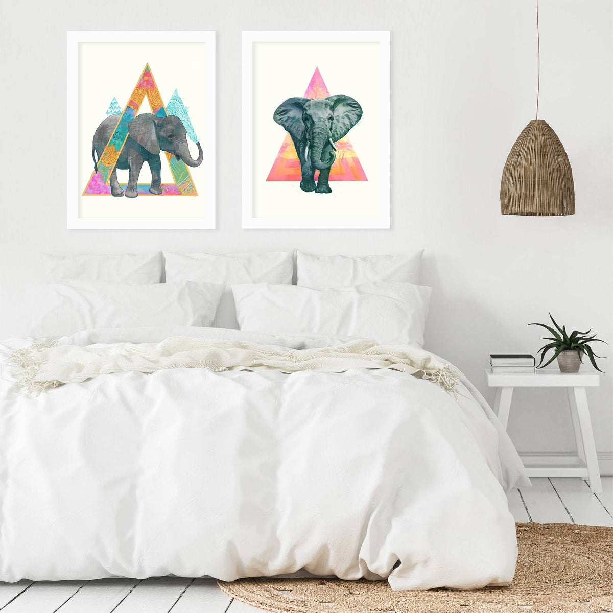 2 Piece White Framed Print Set V42285