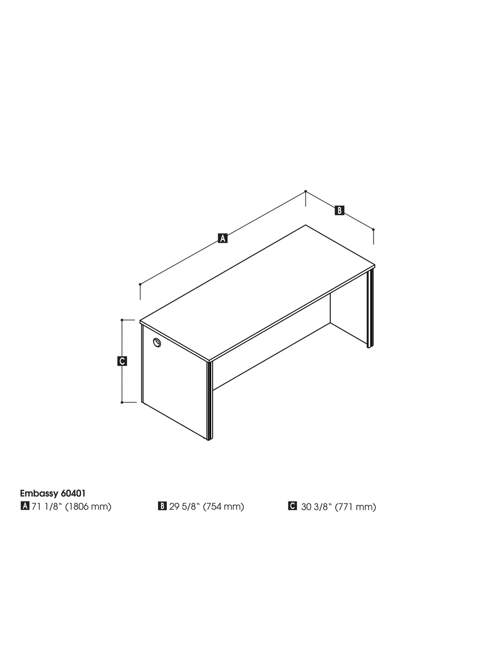 71" Executive Desk Z35233