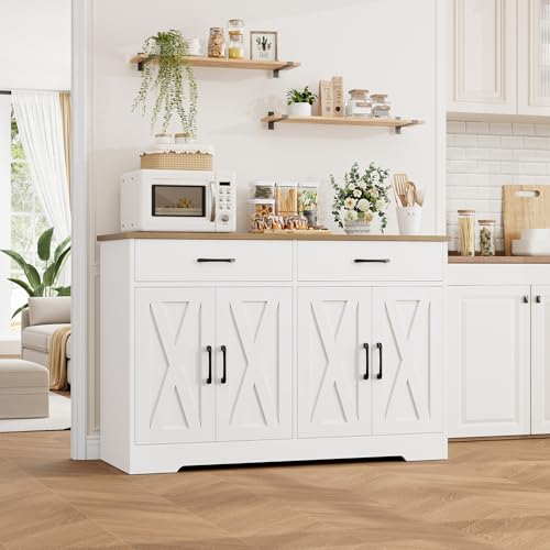Black Rustic Brown Buffet Cabinet with Drawers and Shelves I28095