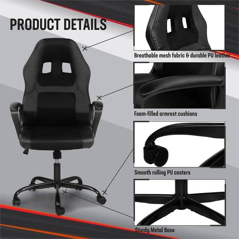 Black Metal 2-Piece Desk and Chair Set Z422531
