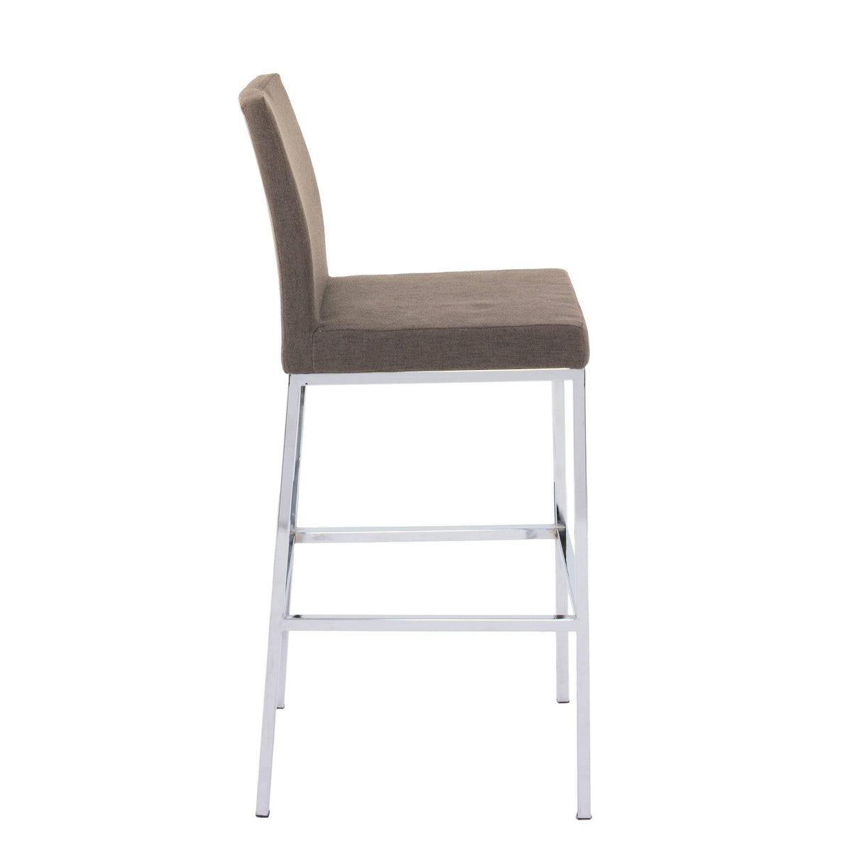 Beige Fabric Barstools with Chrome Legs Set of 2 O966464