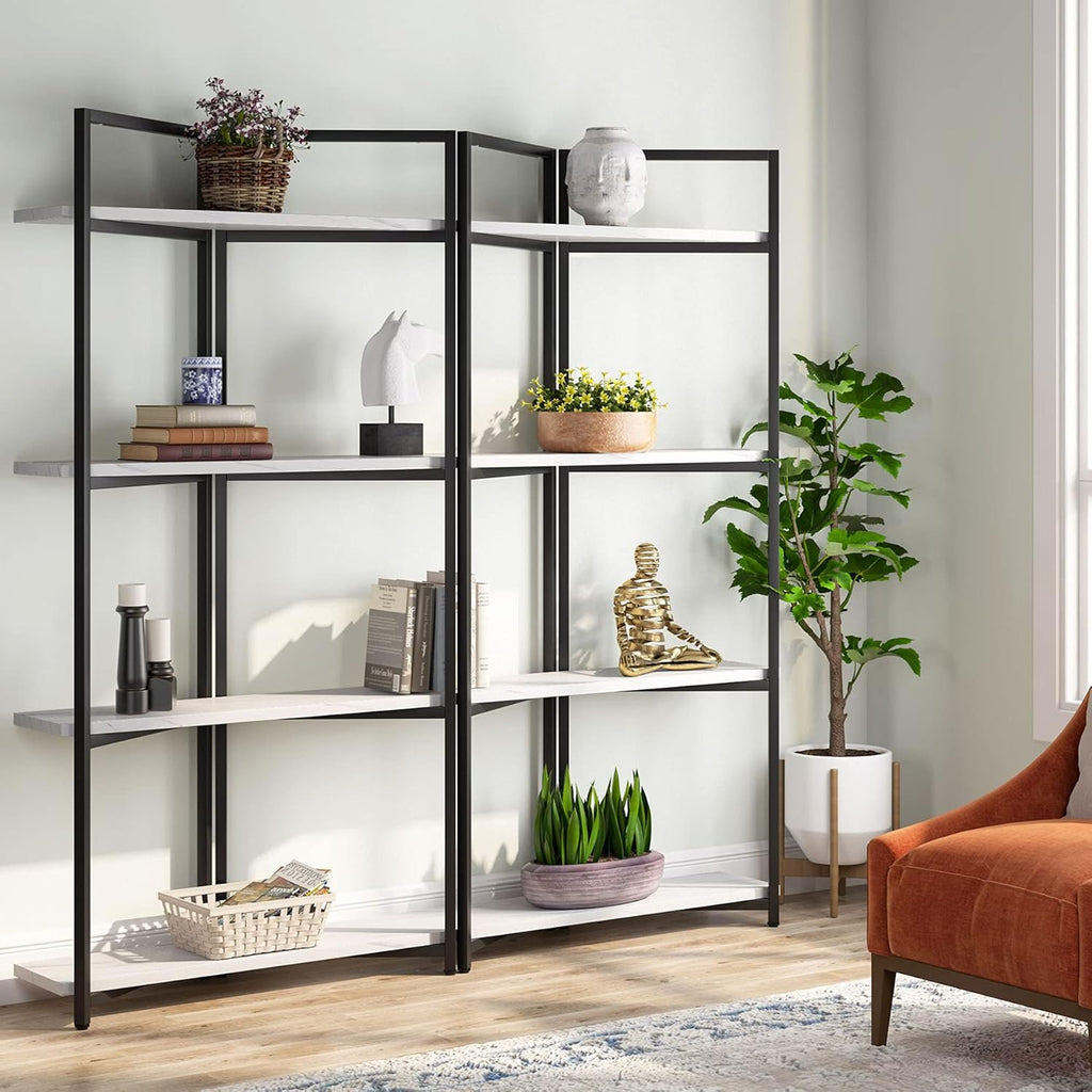 Rustic Brown 4-Tier Open Bookcase P9114