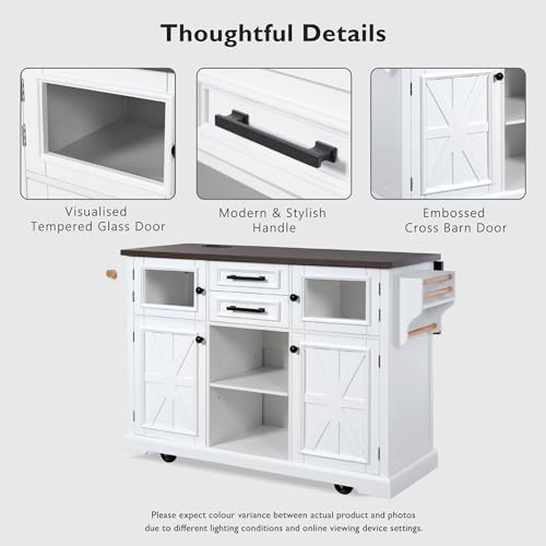 Black Drop Leaf Kitchen Island with Power Outlet Rolling Storage Cart X99813