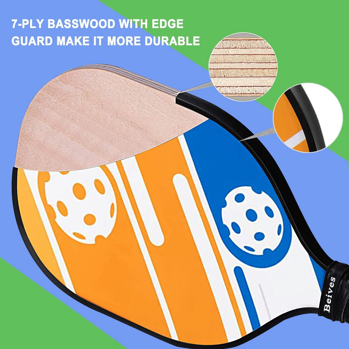 Multicolor Basswood Pickleball Paddles Set with Balls I593981