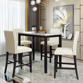 5 Pieces Counter Height Faux Marble Dining Set with 4 Upholstered Chairs X1730