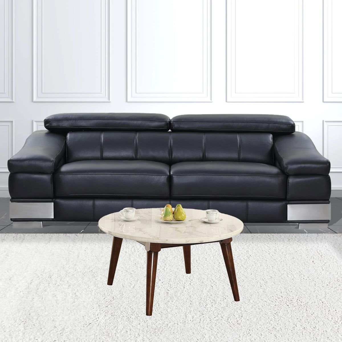 Walnut Marble Round Coffee Table M343