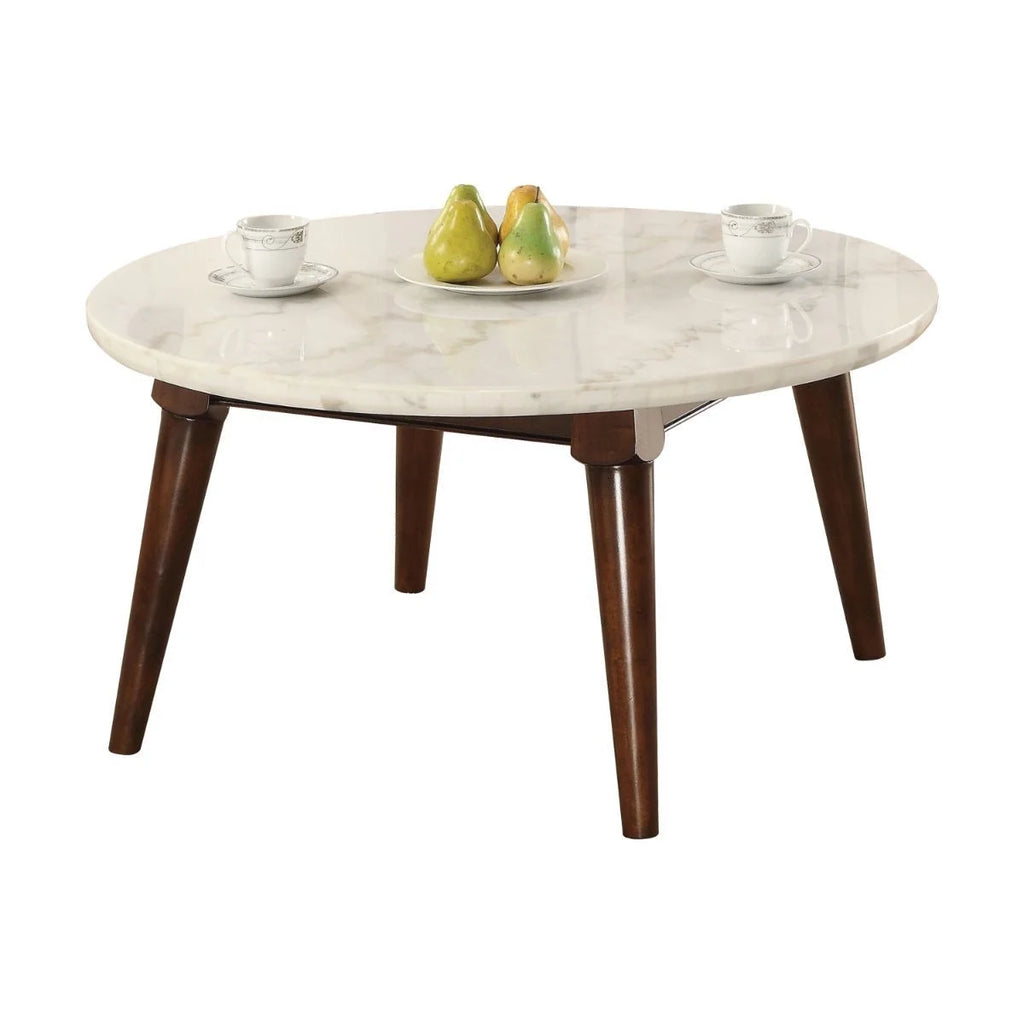 Walnut Marble Round Coffee Table M343