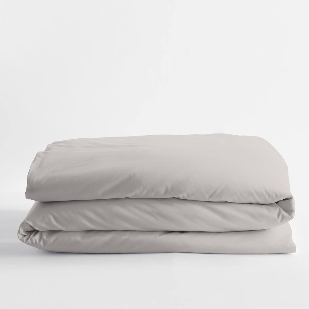Solid Sterling Gray Cotton Sateen Twin Duvet Cover T841