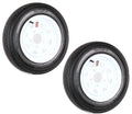 2-Pk Trailer Tire On Rim 480-12 4.80-12 12 LRB 5 Hole White Spoke Wheel B725