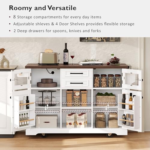 Black Drop Leaf Kitchen Island with Power Outlet Rolling Storage Cart X99813