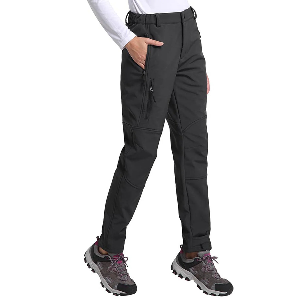 Black Fleece-Lined Soft Shell Ski Pants D7619