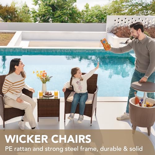 3 Pieces PE Rattan Wicker Chairs with Table Z60185