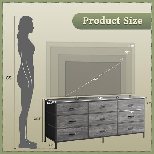 63 Inch 9 Drawer Dresser H578