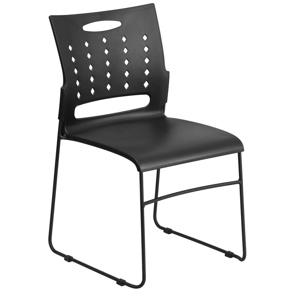 Black Sled Base Stack Chair with Air-Vent Back P319791