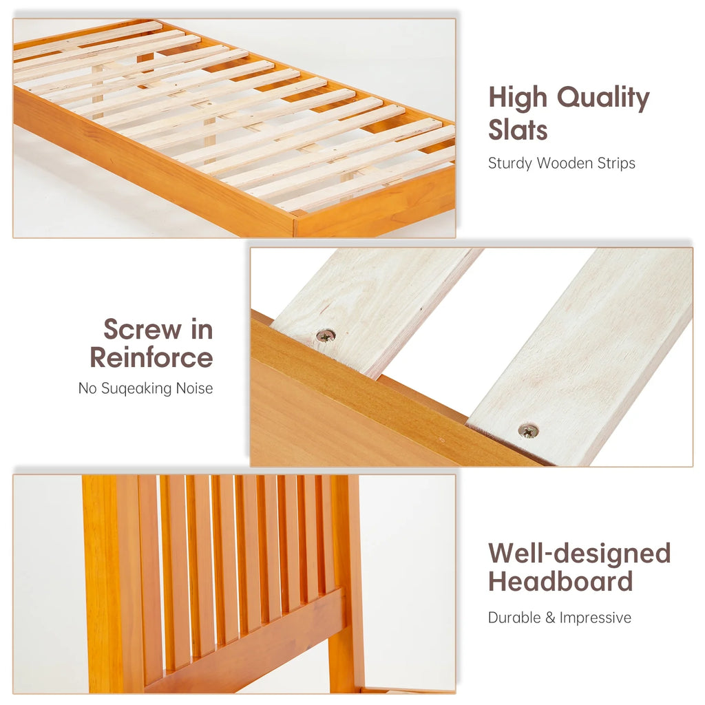 Wood Platform Bed Frame with Headboard Twin B857