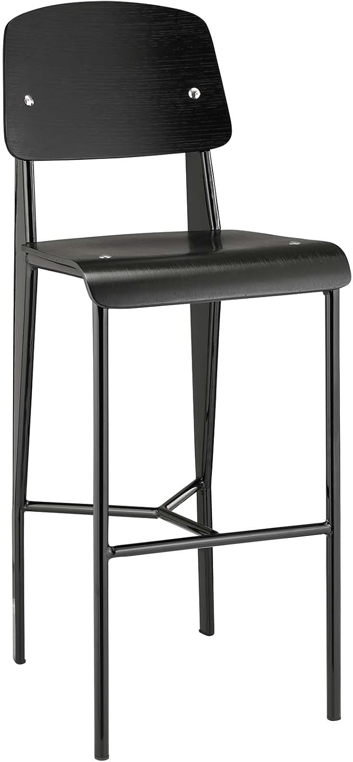 Walnut Wood and Metal Counter Bar Stool H7393