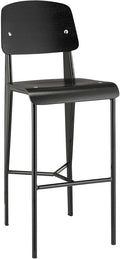 Walnut Wood and Metal Counter Bar Stool H7393