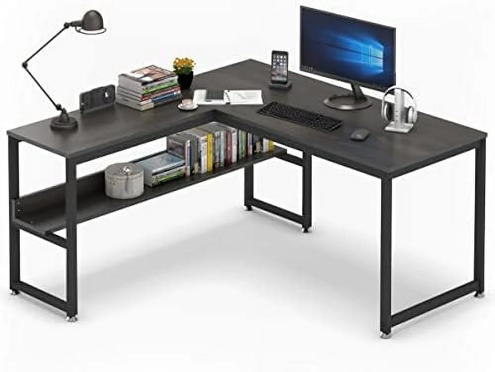L Shaped Desk 55 inch with Shelves K1351