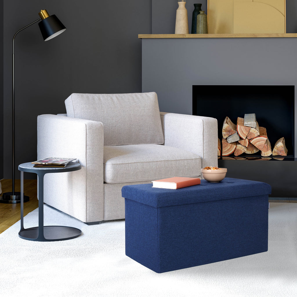 Cushioned Fabric Storage Ottoman Bench P530