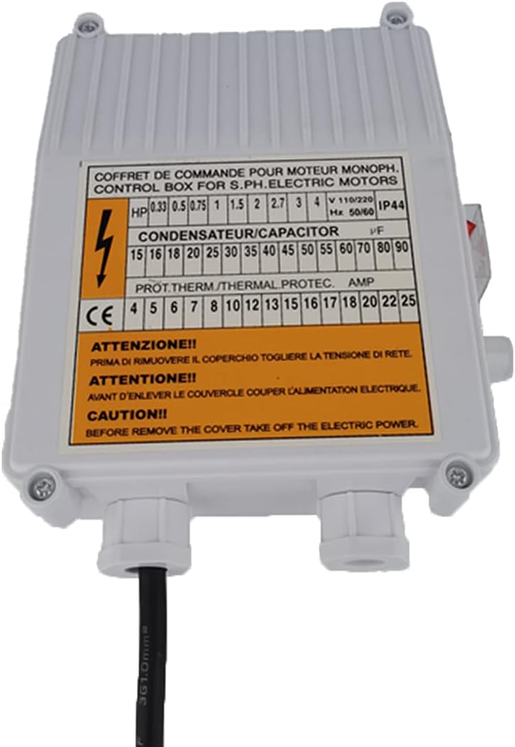 Well Pump Control Box 1.1KW 1.5HP 60uf 25A Capacitor Starter for Submersible Pump Pack of 2 E54248