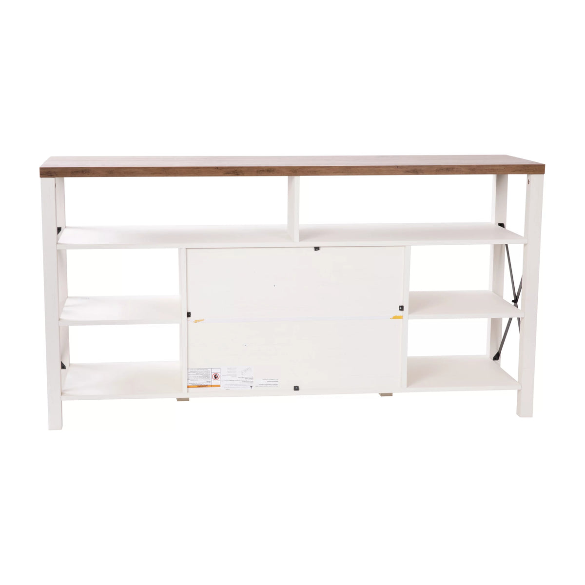 60" White Media Console with Rustic Oak Top U607