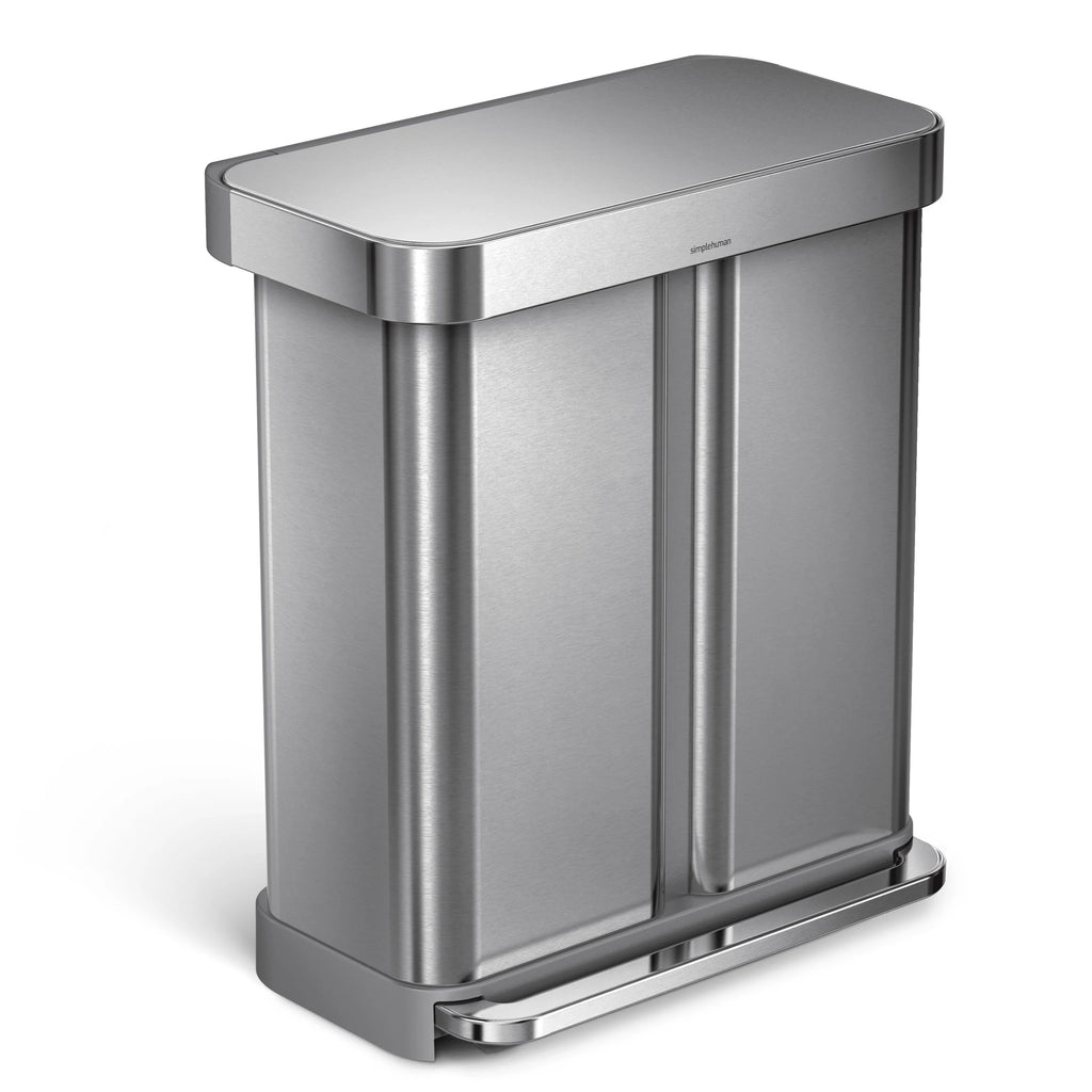 58 Liter Stainless Steel Dual Compartment Step Trash Can Y426