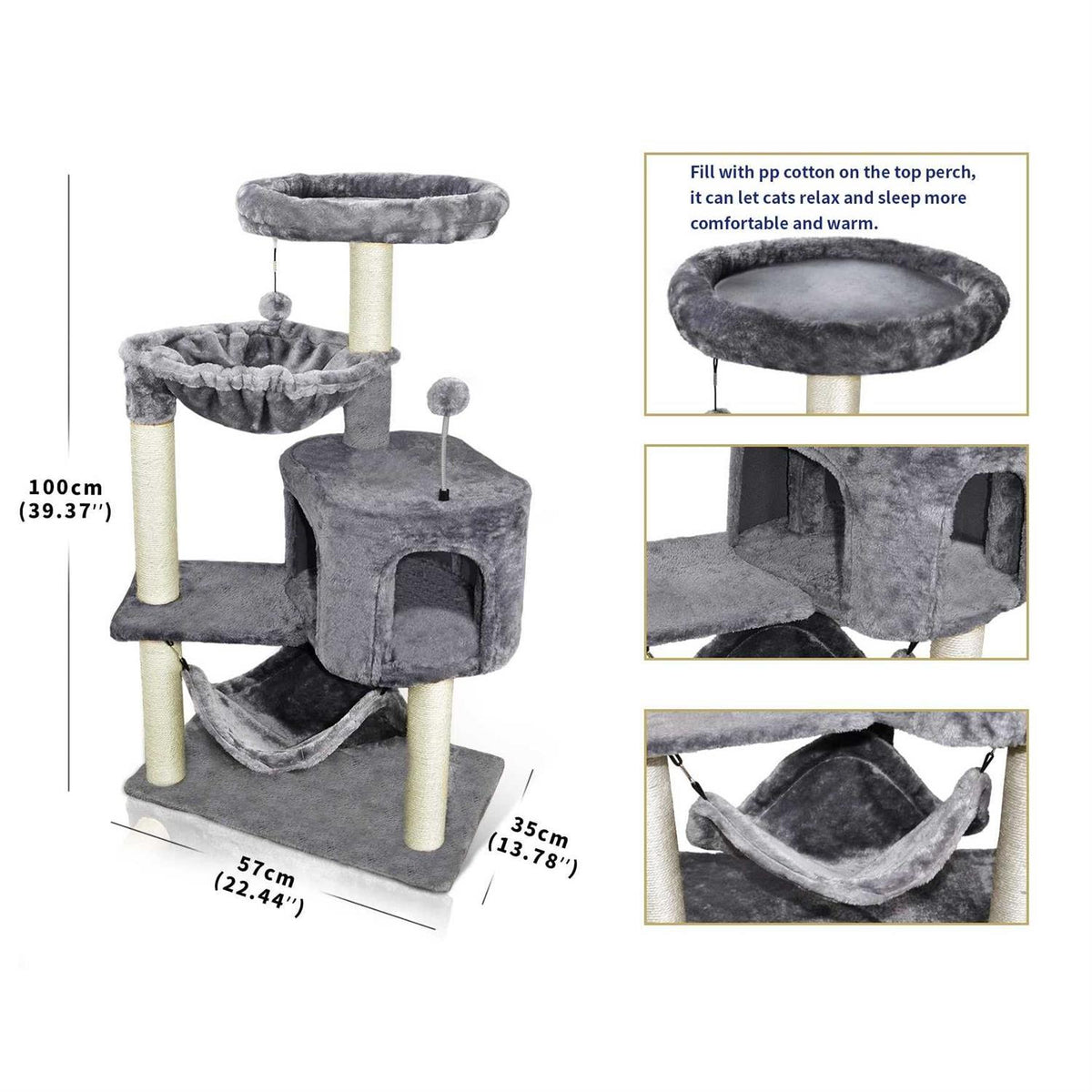 Cat Tree with Cat Condo and Hammock L848798