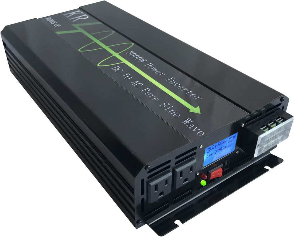3000W Pure Sine Wave Power Inverter 48V DC to 110V 120V AC 60HZ with LCD Display F725