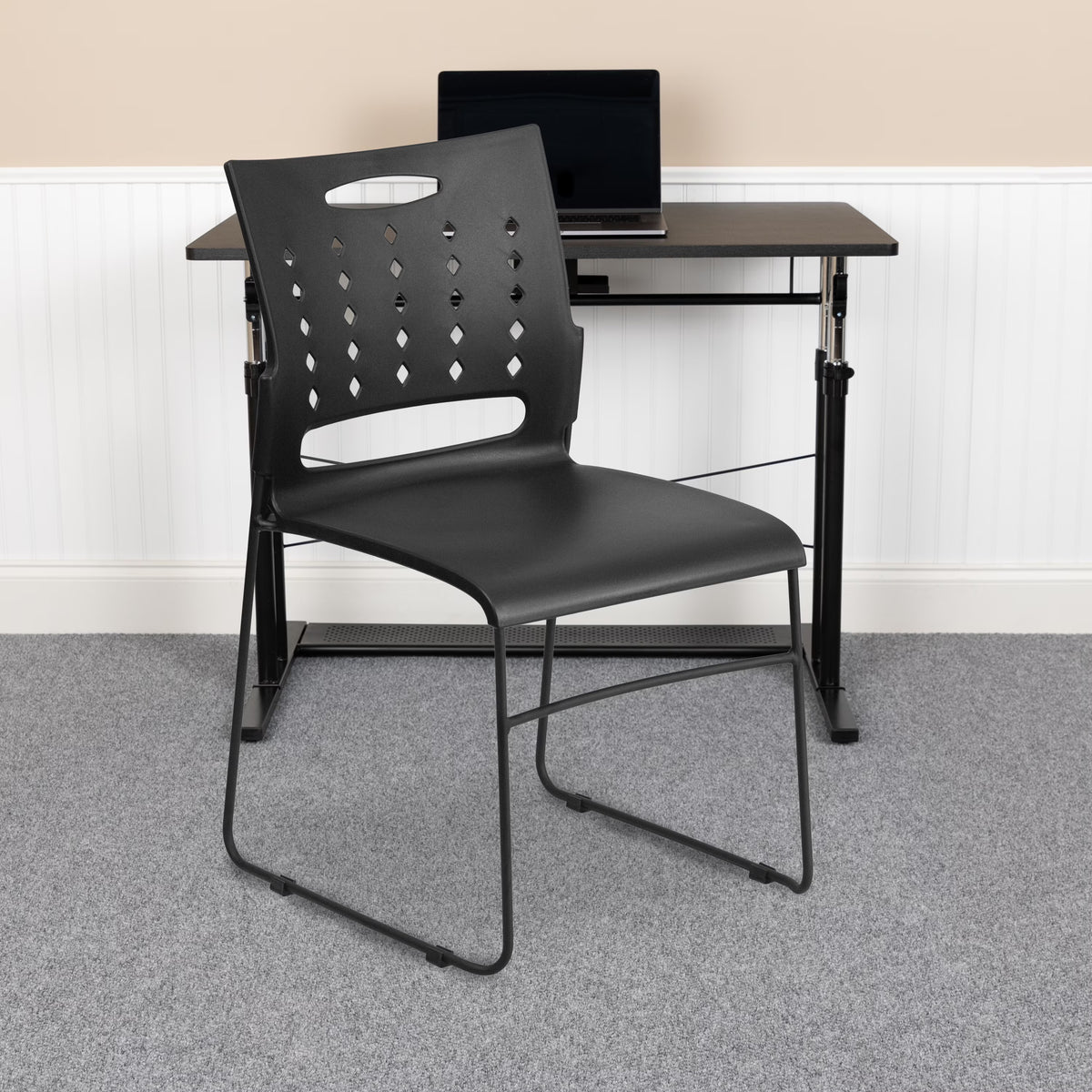 Black Sled Base Stack Chair with Air-Vent Back P319791