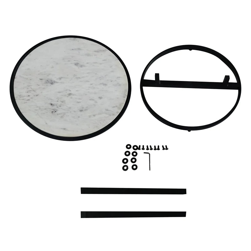Round White Marble Top End Table A459286