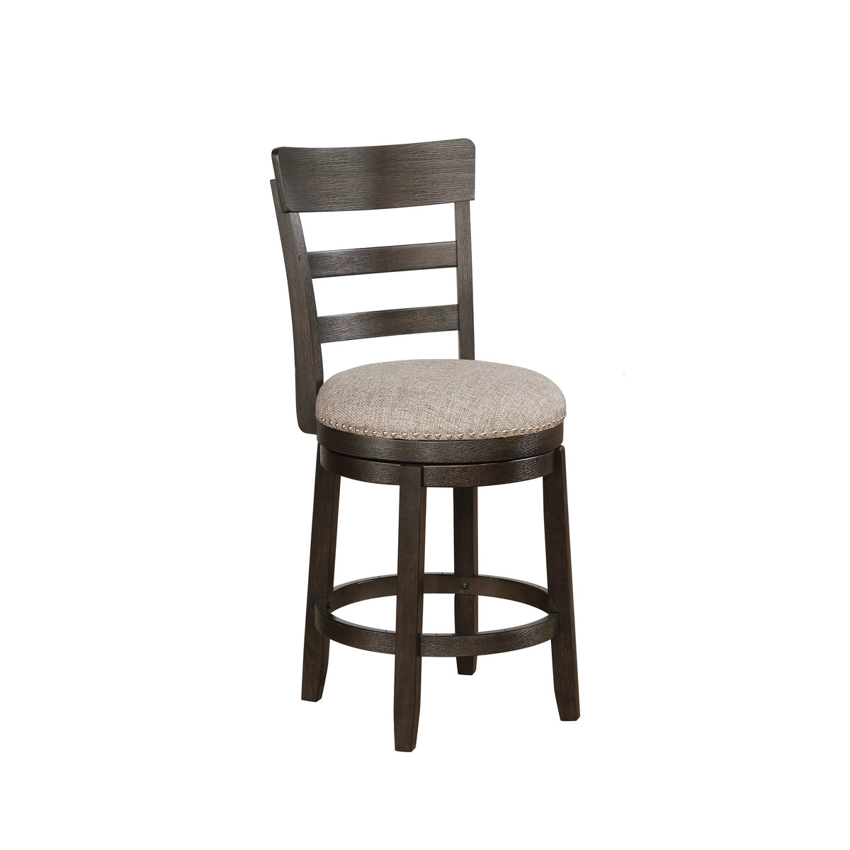 Brown Brushed Wood Swivel Counter Height Stools, Set of 2 J64135