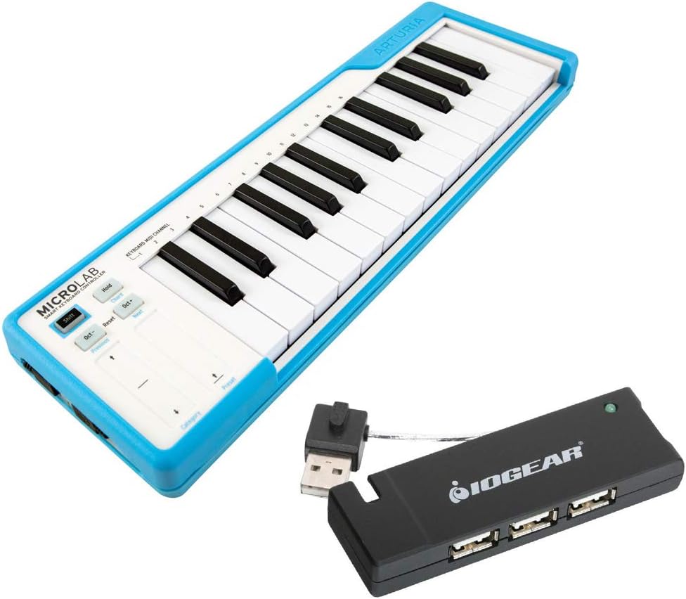 Compact USB-MIDI Controller with 4-Port USB 2.0 Hub Bundle V301
