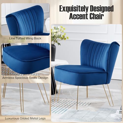 Velvet Accent Chairs with Golden U-Shape Legs O39920