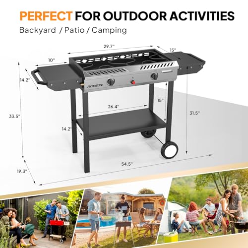 2 Burner Outdoor Propane Gas Stove with Auto-ignition, Regulator & Shelf C539