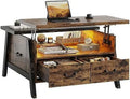 Lift Top Wood Coffee Table with Led Lights & Drawers S577660