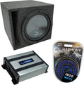 Slotted S Port Single 10 Sub Box & HA-A400.1 Car Stereo Bundle N1436