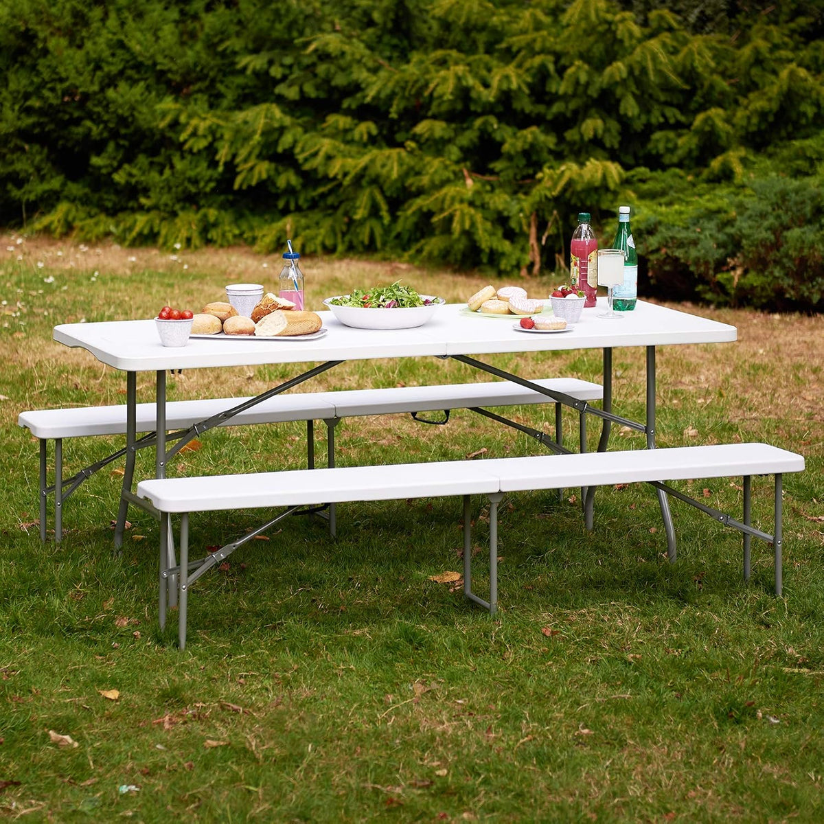 White 6 Foot Foldable Plastic Table with Handle A815