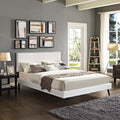 King Vinyl Platform Bed with Round Splayed Legs in White R251496
