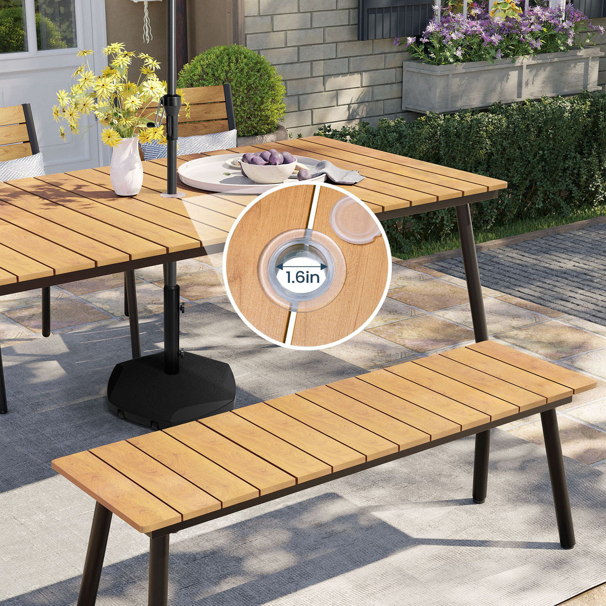 82in Rectangular Dining Table for 6-8 Person, Brown Y9729